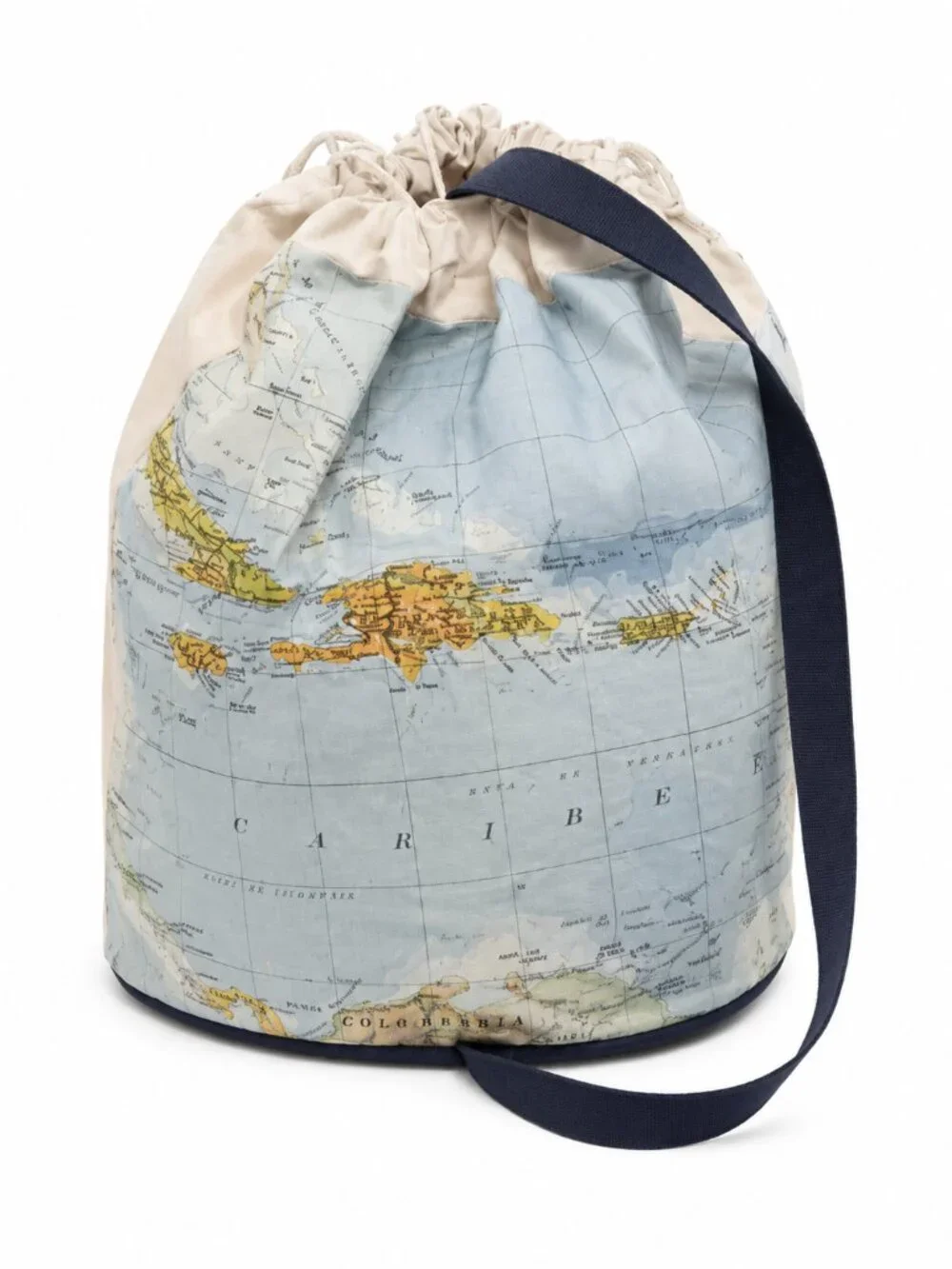 Vintage map drawstring storage bag